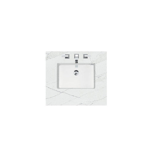 James Martin 26" x 24" Single Ethereal Noctis Quartz Bathroom Vanity Top With Rectangular Ceramic Sink