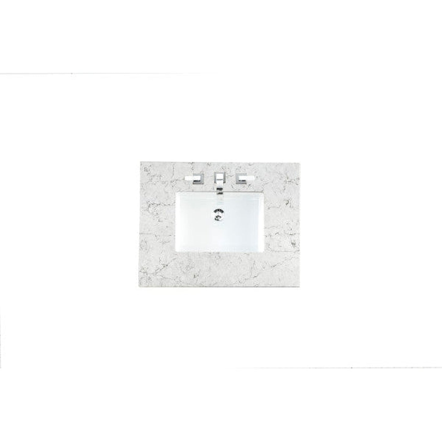 James Martin 30" x 24" Single Eternal Jasmine Pearl Quartz Bathroom Vanity Top With Rectangular Ceramic Sink