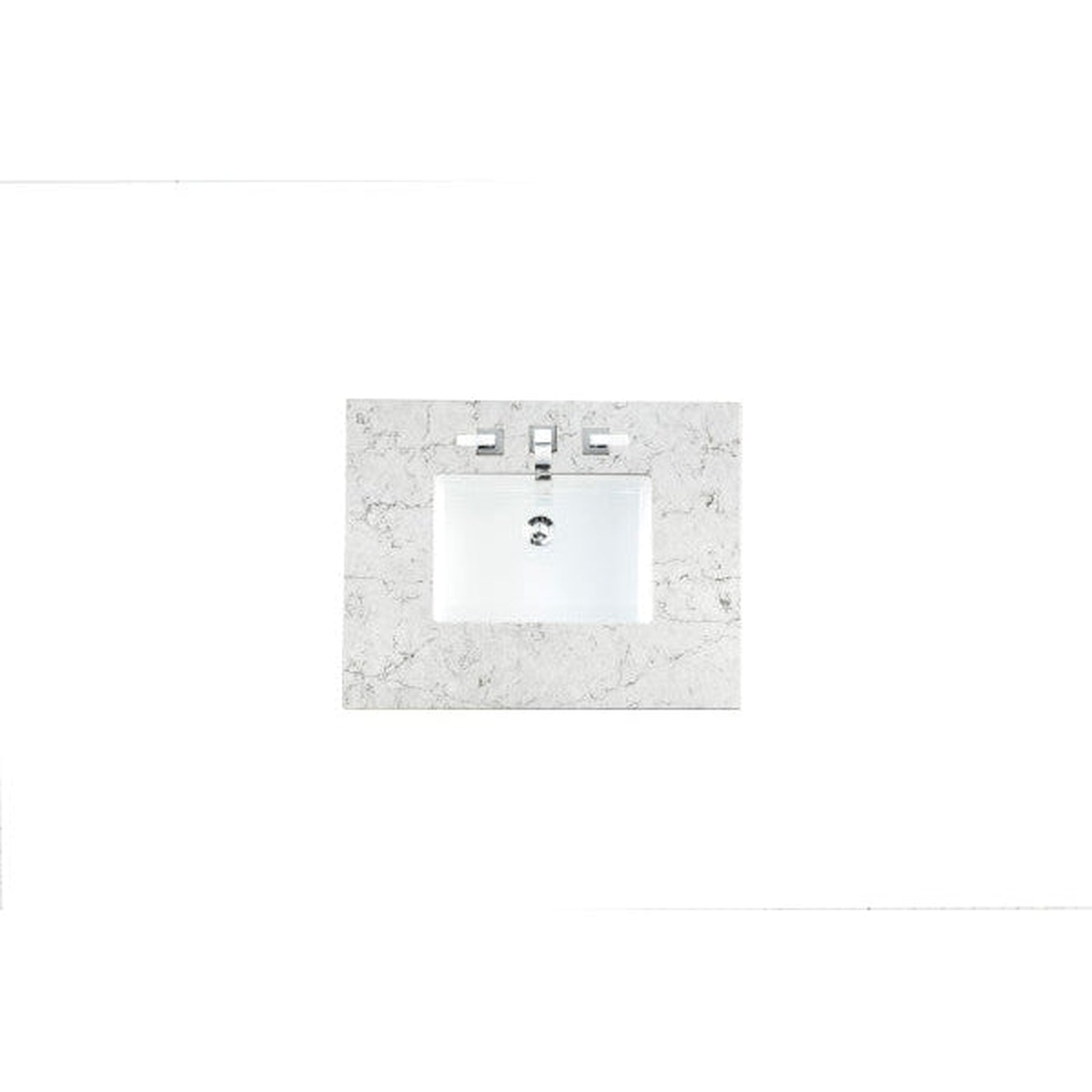 James Martin 30" x 24" Single Eternal Jasmine Pearl Quartz Bathroom Vanity Top With Rectangular Ceramic Sink