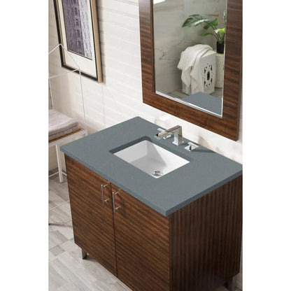James Martin 36" x 24" Single Cala Blue Quartz Bathroom Vanity Top With Rectangular Ceramic Sink