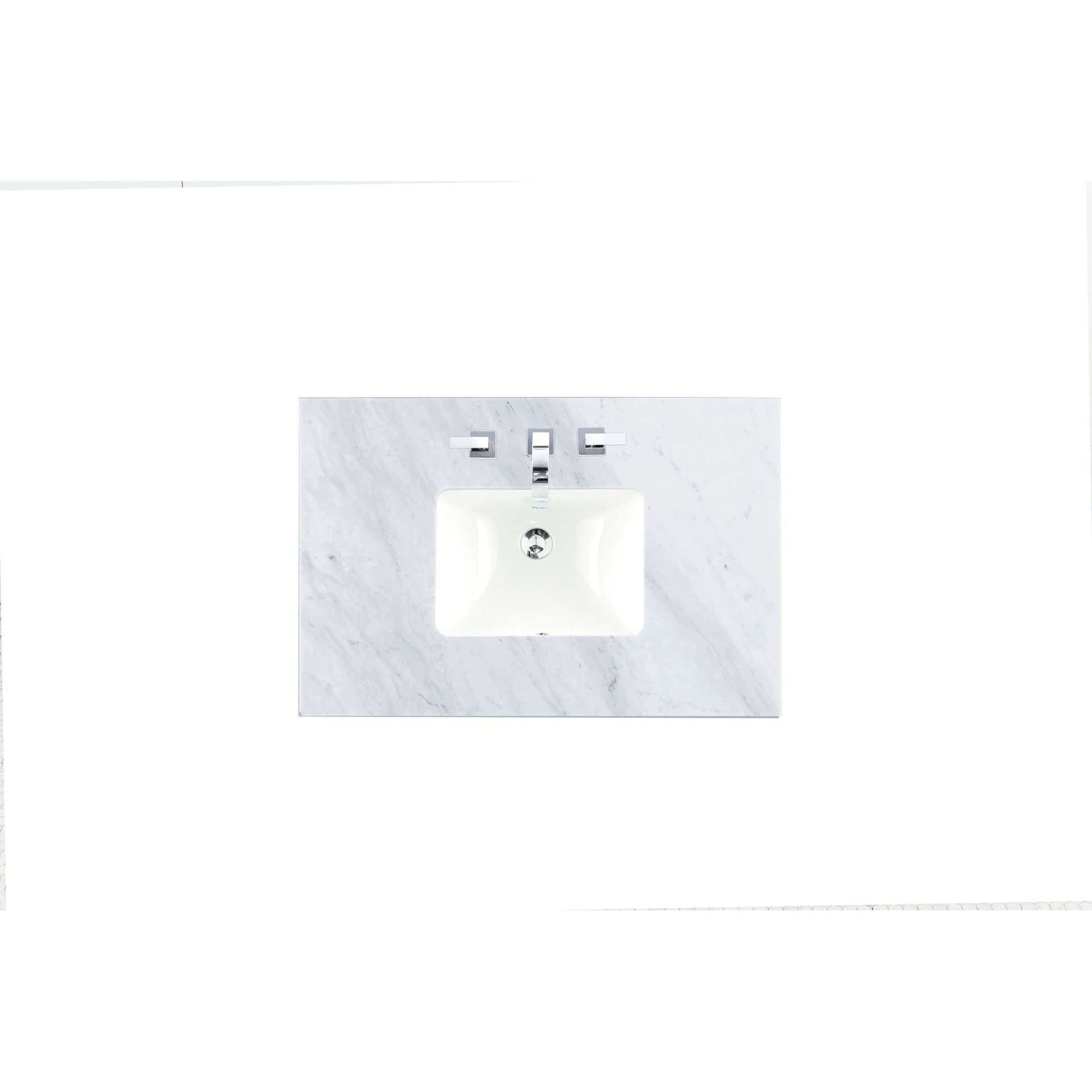 James Martin 36" x 24" Single Carrara Marble Bathroom Vanity Top With Rectangular Ceramic Sink