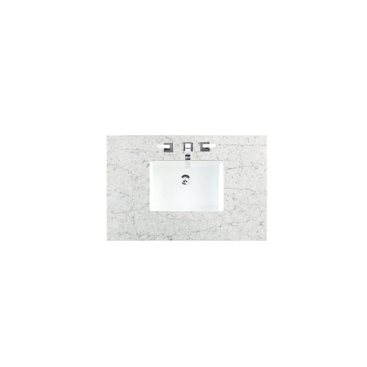 James Martin 36" x 24" Single Eternal Jasmine Pearl Quartz Bathroom Vanity Top With Rectangular Ceramic Sink