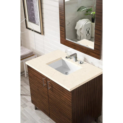 James Martin 36" x 24" Single Eternal Marfil Quartz Bathroom Vanity Top With Rectangular Ceramic Sink