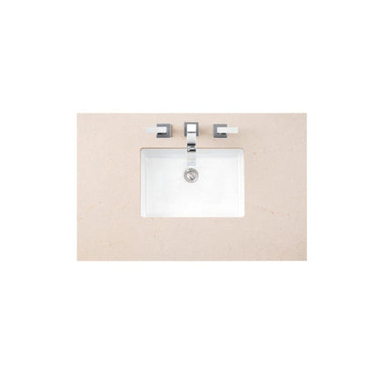 James Martin 36" x 24" Single Eternal Marfil Quartz Bathroom Vanity Top With Rectangular Ceramic Sink