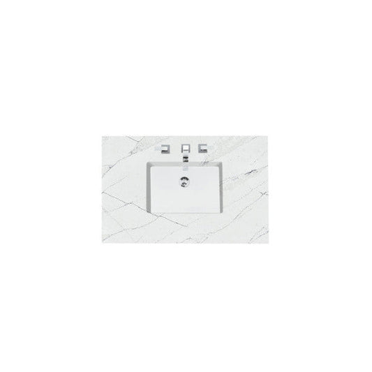 James Martin 36" x 24" Single Ethereal Noctis Quartz Bathroom Vanity Top With Rectangular Ceramic Sink