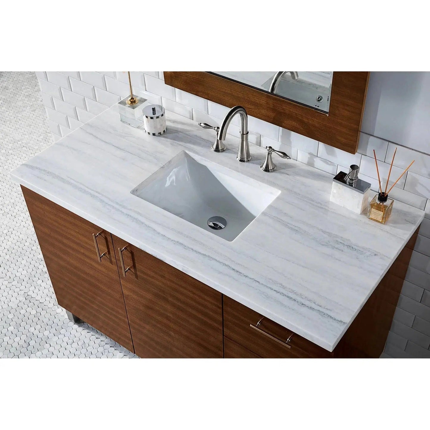 James Martin 48" x 24" Single Arctic Fall Solid Surface Bathroom Vanity Top With Rectangular Ceramic Sink