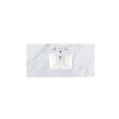 James Martin 48" x 24" Single Carrara Marble Bathroom Vanity Top With Rectangular Ceramic Sink
