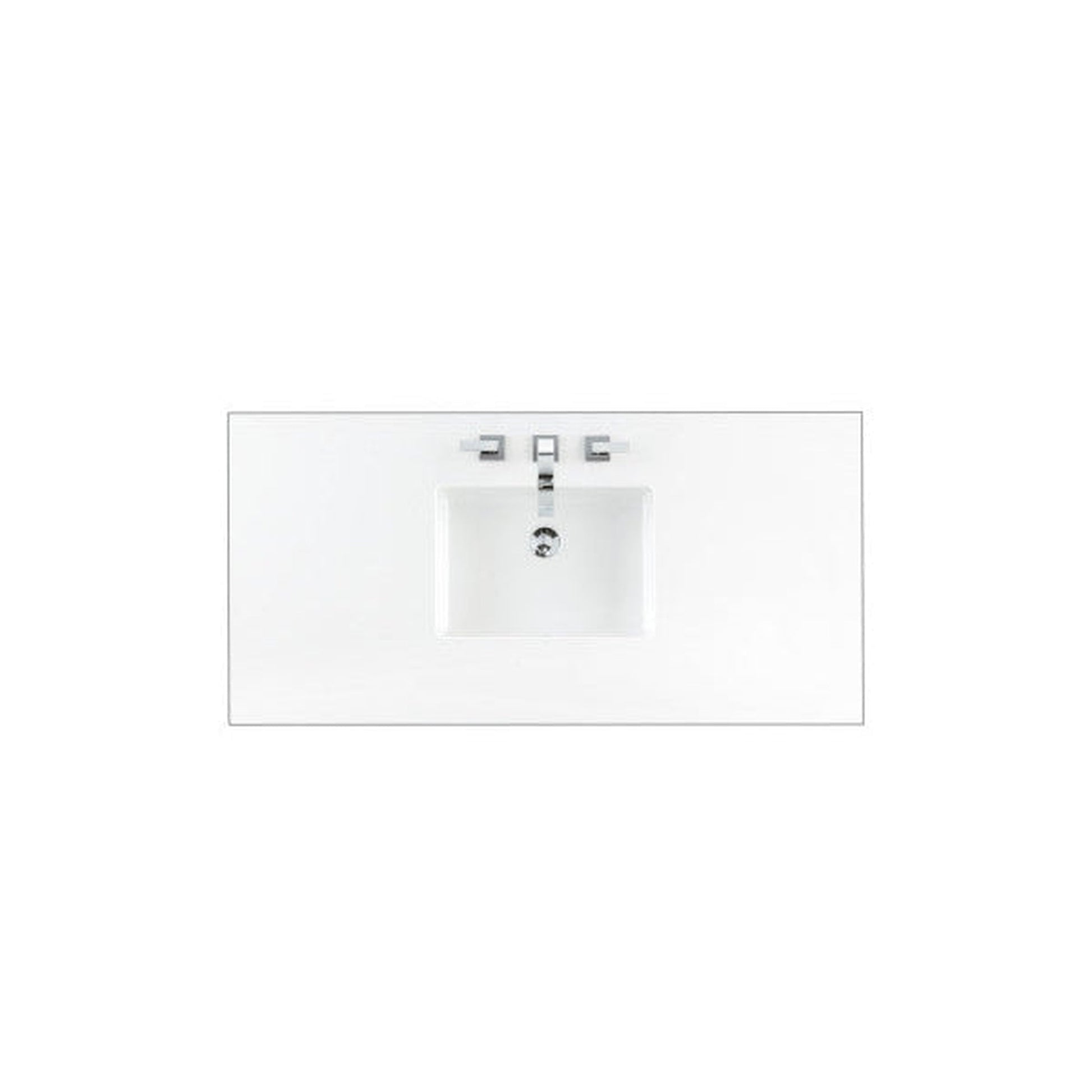 James Martin 48" x 24" Single Classic White Quartz Bathroom Vanity Top With Rectangular Ceramic Sink