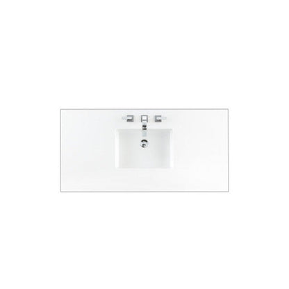 James Martin 48" x 24" Single Classic White Quartz Bathroom Vanity Top With Rectangular Ceramic Sink