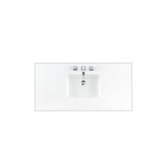 James Martin 48" x 24" Single Classic White Quartz Bathroom Vanity Top With Rectangular Ceramic Sink