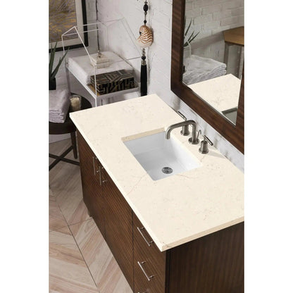 James Martin 48" x 24" Single Eternal Marfil Quartz Bathroom Vanity Top With Rectangular Ceramic Sink