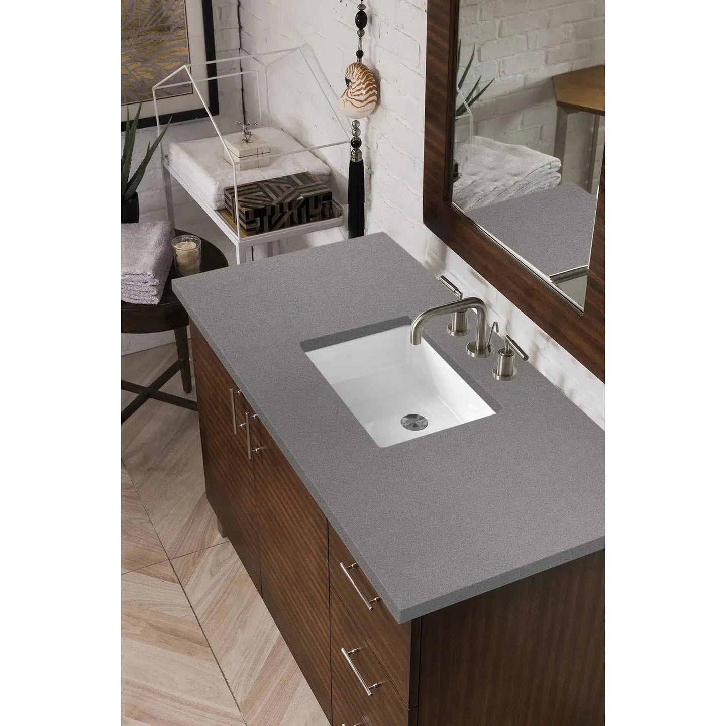 James Martin 48" x 24" Single Gray Expo Quartz Bathroom Vanity Top With Rectangular Ceramic Sink