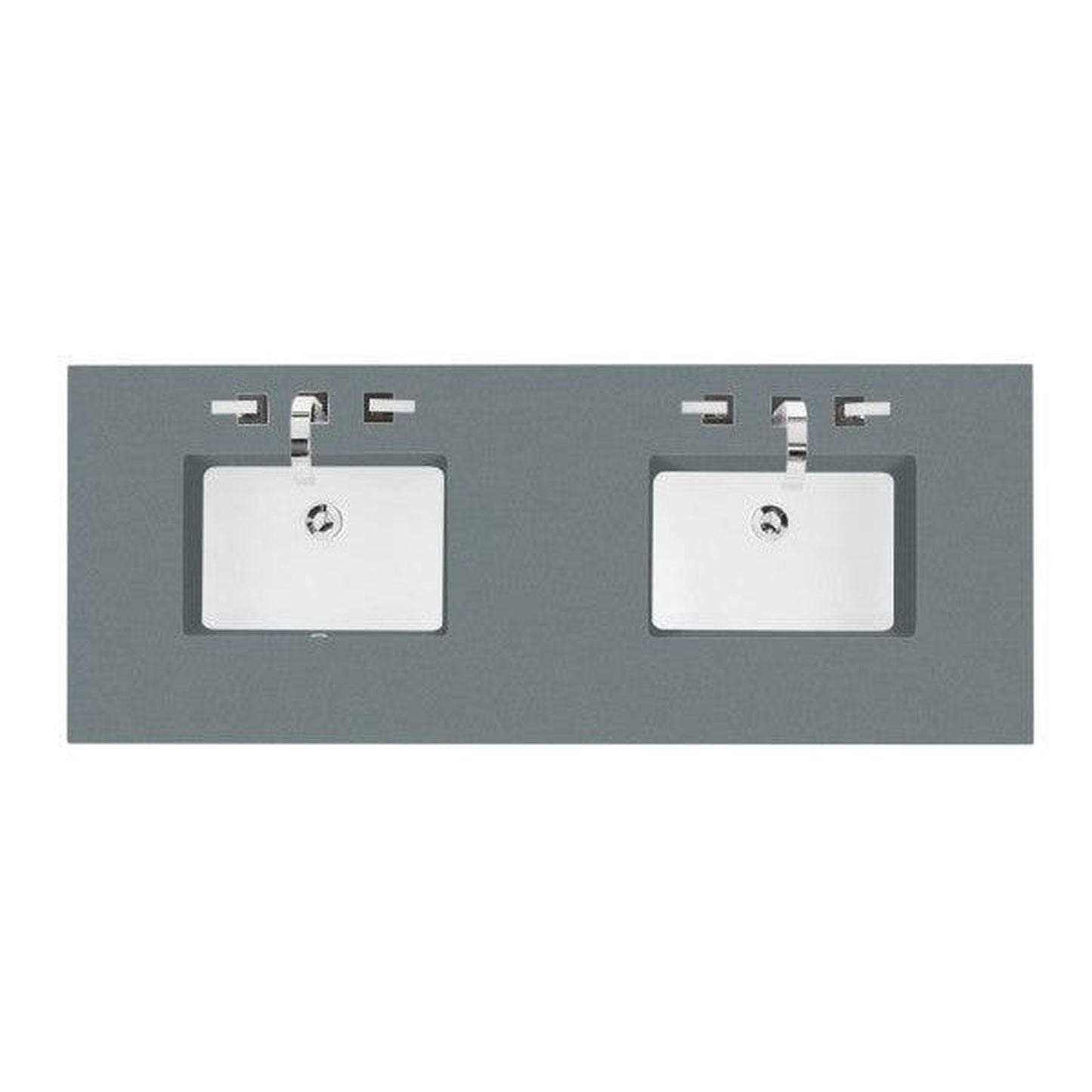 James Martin 60" x 24" Double Cala Blue Quartz Bathroom Vanity Top With Rectangular Ceramic Sink