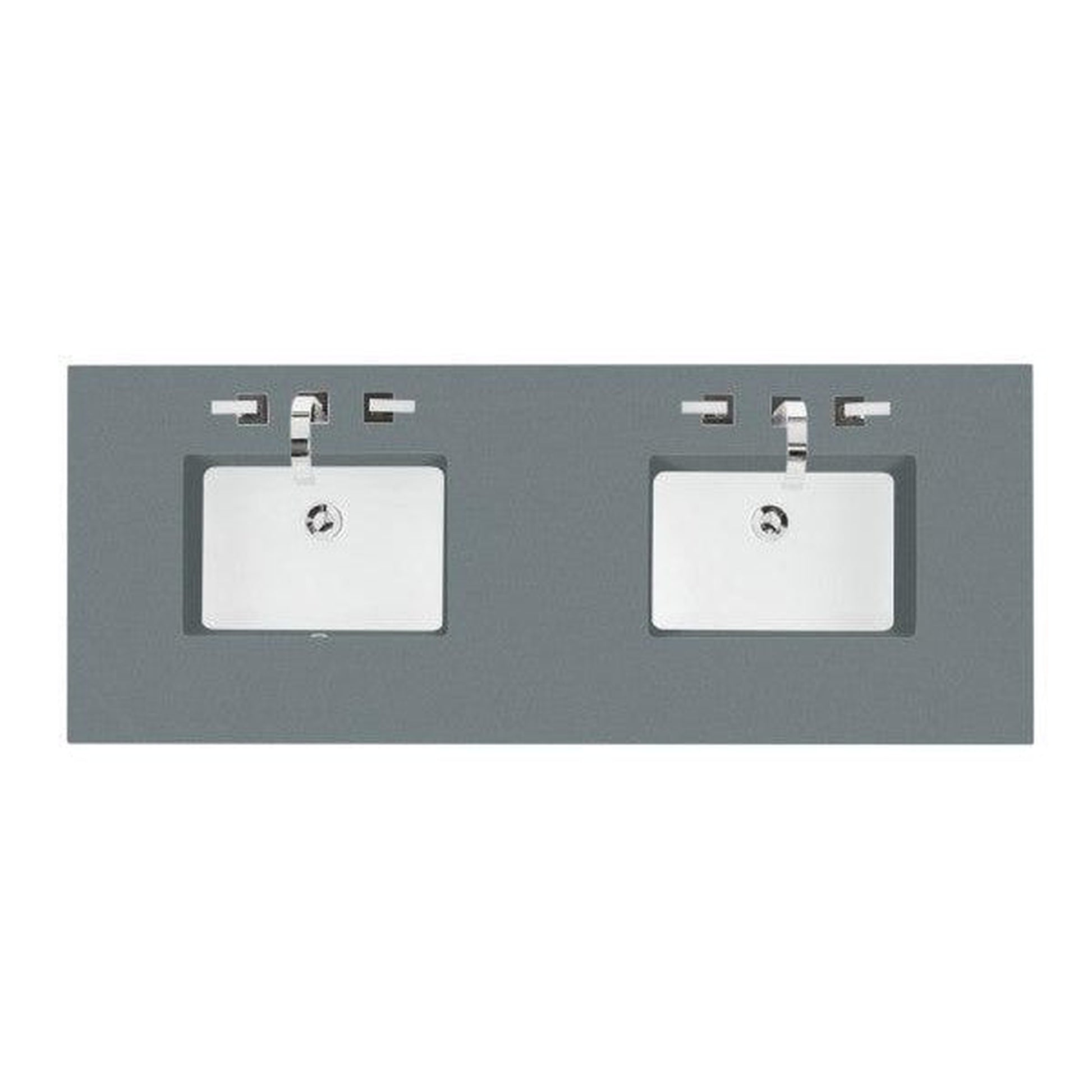 James Martin 60" x 24" Double Cala Blue Quartz Bathroom Vanity Top With Rectangular Ceramic Sink