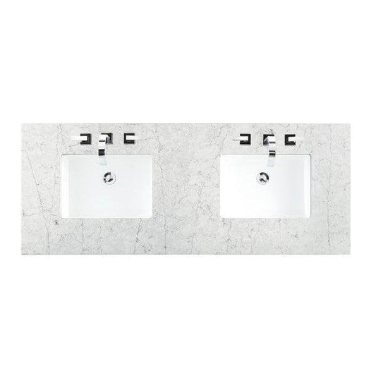 James Martin 60" x 24" Double Eternal Jasmine Pearl Quartz Bathroom Vanity Top With Rectangular Ceramic Sink