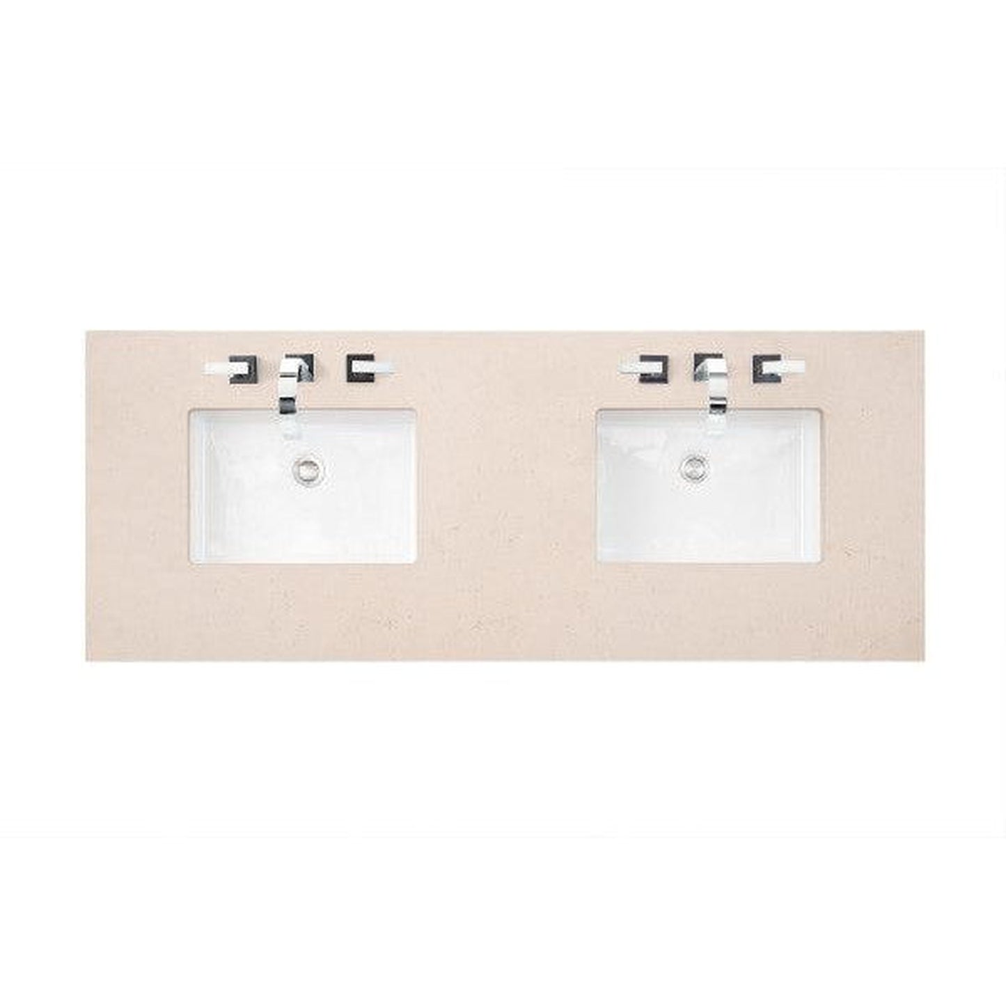 James Martin 60" x 24" Double Eternal Marfil Quartz Bathroom Vanity Top With Rectangular Ceramic Sink