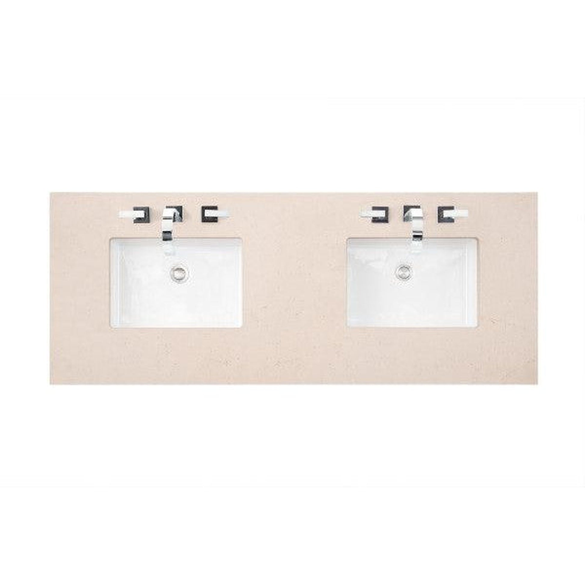 James Martin 60" x 24" Double Eternal Marfil Quartz Bathroom Vanity Top With Rectangular Ceramic Sink