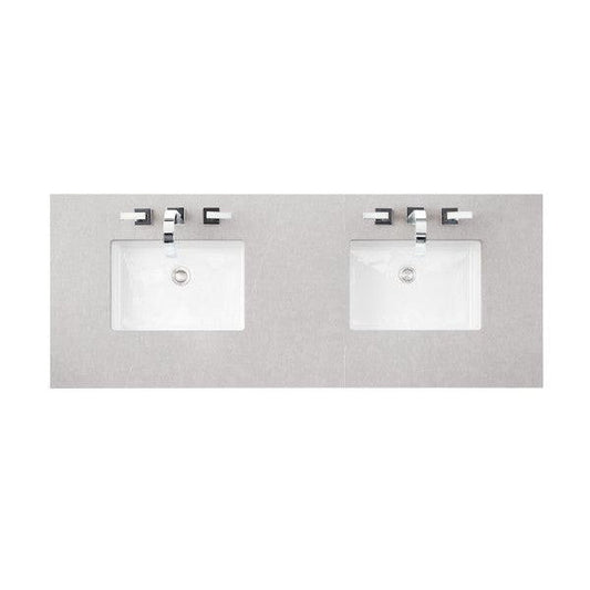 James Martin 60" x 24" Double Eternal Serena Quartz Bathroom Vanity Top With Rectangular Ceramic Sink