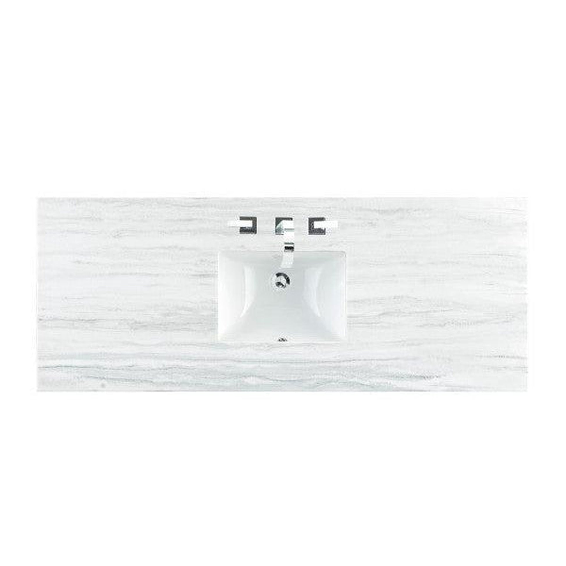 James Martin 60" x 24" Single Arctic Fall Solid Surface Bathroom Vanity Top With Rectangular Ceramic Sink