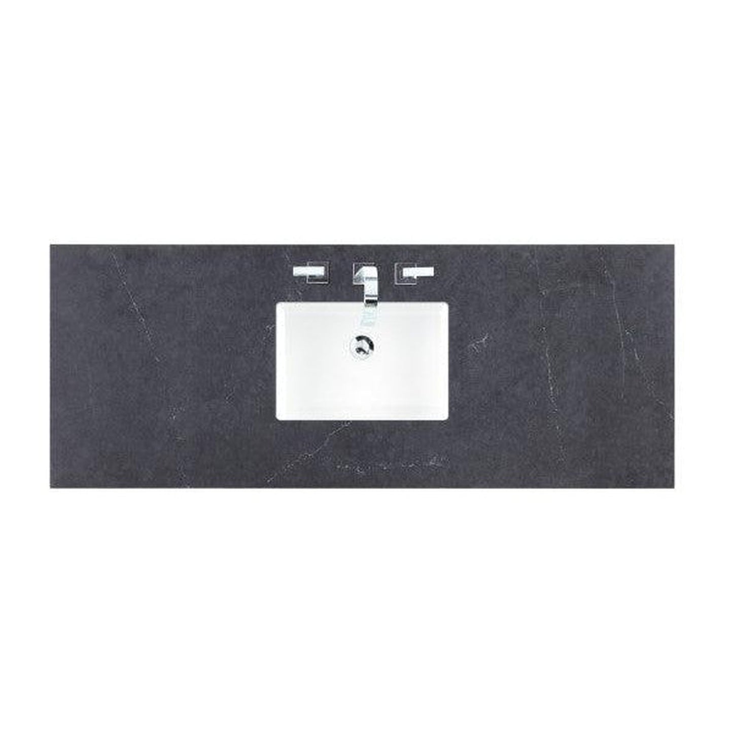 James Martin 60" x 24" Single Charcoal Soapstone Quartz Bathroom Vanity Top With Rectangular Ceramic Sink