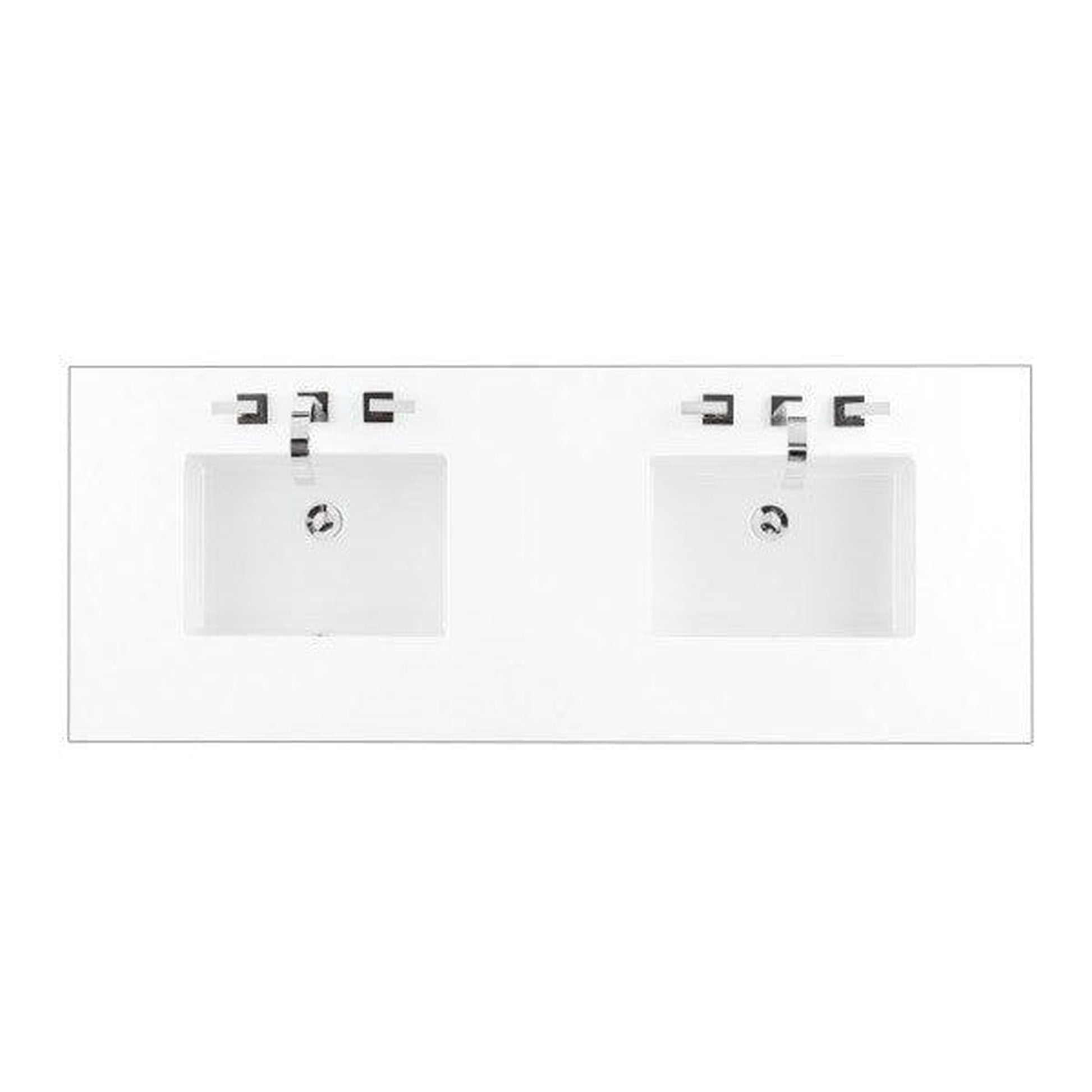 James Martin 60" x 24" Single Classic White Quartz Bathroom Vanity Top With Rectangular Ceramic Sink