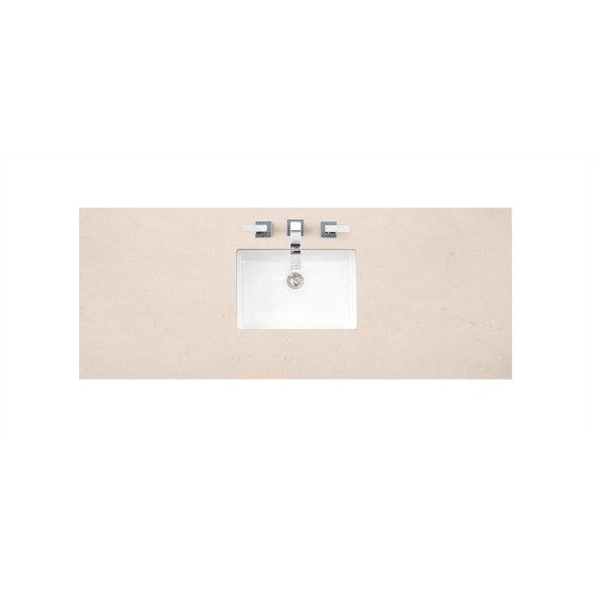 James Martin 60" x 24" Single Eternal Marfil Quartz Bathroom Vanity Top With Rectangular Ceramic Sink