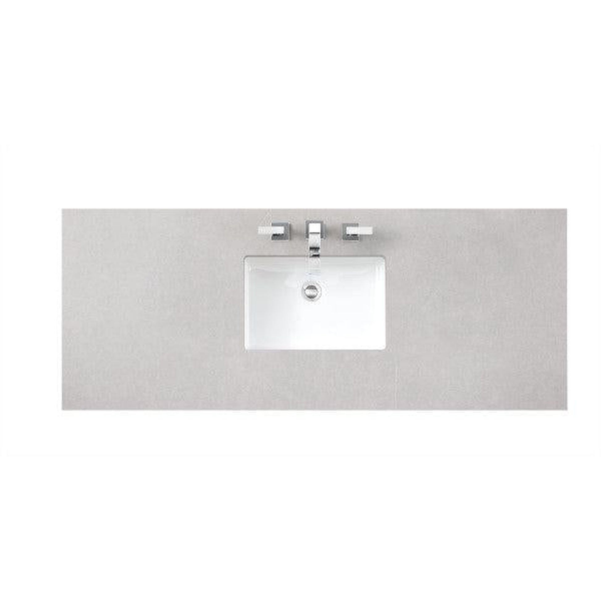 James Martin 60" x 24" Single Eternal Serena Quartz Bathroom Vanity Top With Rectangular Ceramic Sink