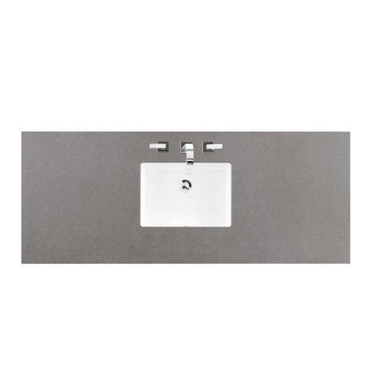 James Martin 60" x 24" Single Gray Expo Quartz Bathroom Vanity Top With Rectangular Ceramic Sink