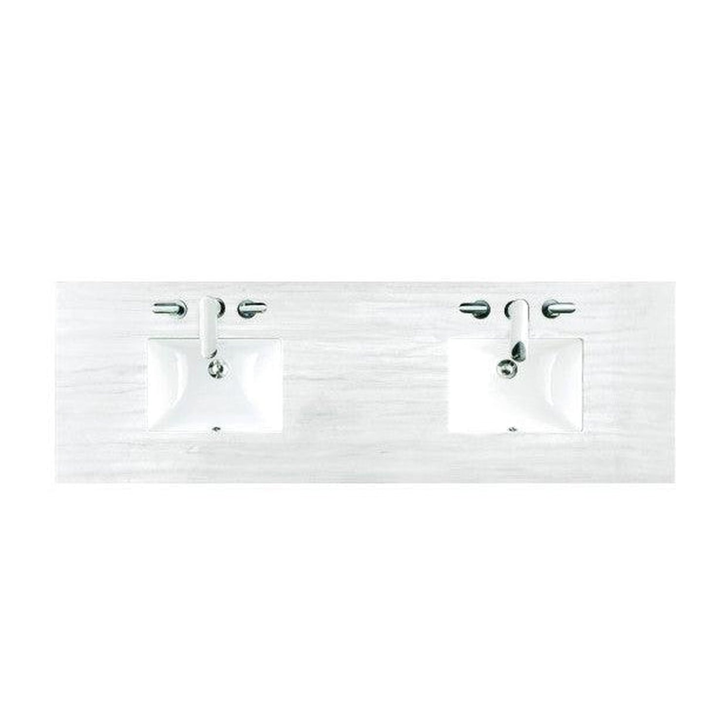 James Martin 72" x 24" Double Arctic Fall Solid Surface Bathroom Vanity Top With Rectangular Ceramic Sink