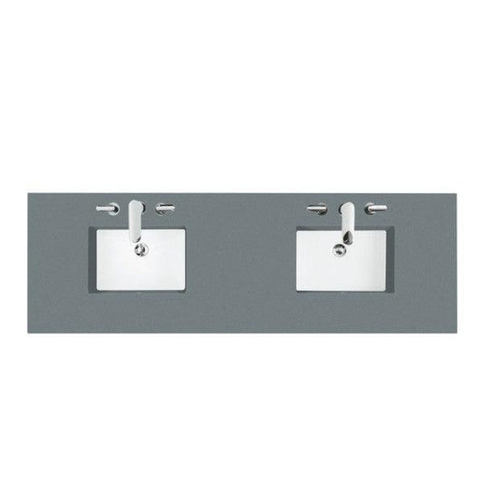 James Martin 72" x 24" Double Cala Blue Quartz Bathroom Vanity Top With Rectangular Ceramic Sink