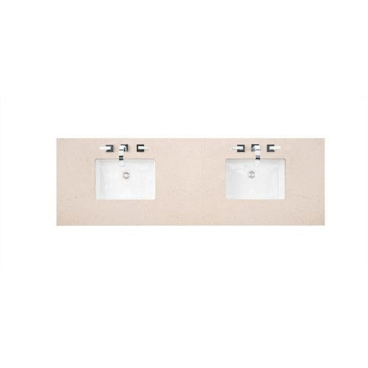 James Martin 72" x 24" Double Eternal Marfil Quartz Bathroom Vanity Top With Rectangular Ceramic Sink