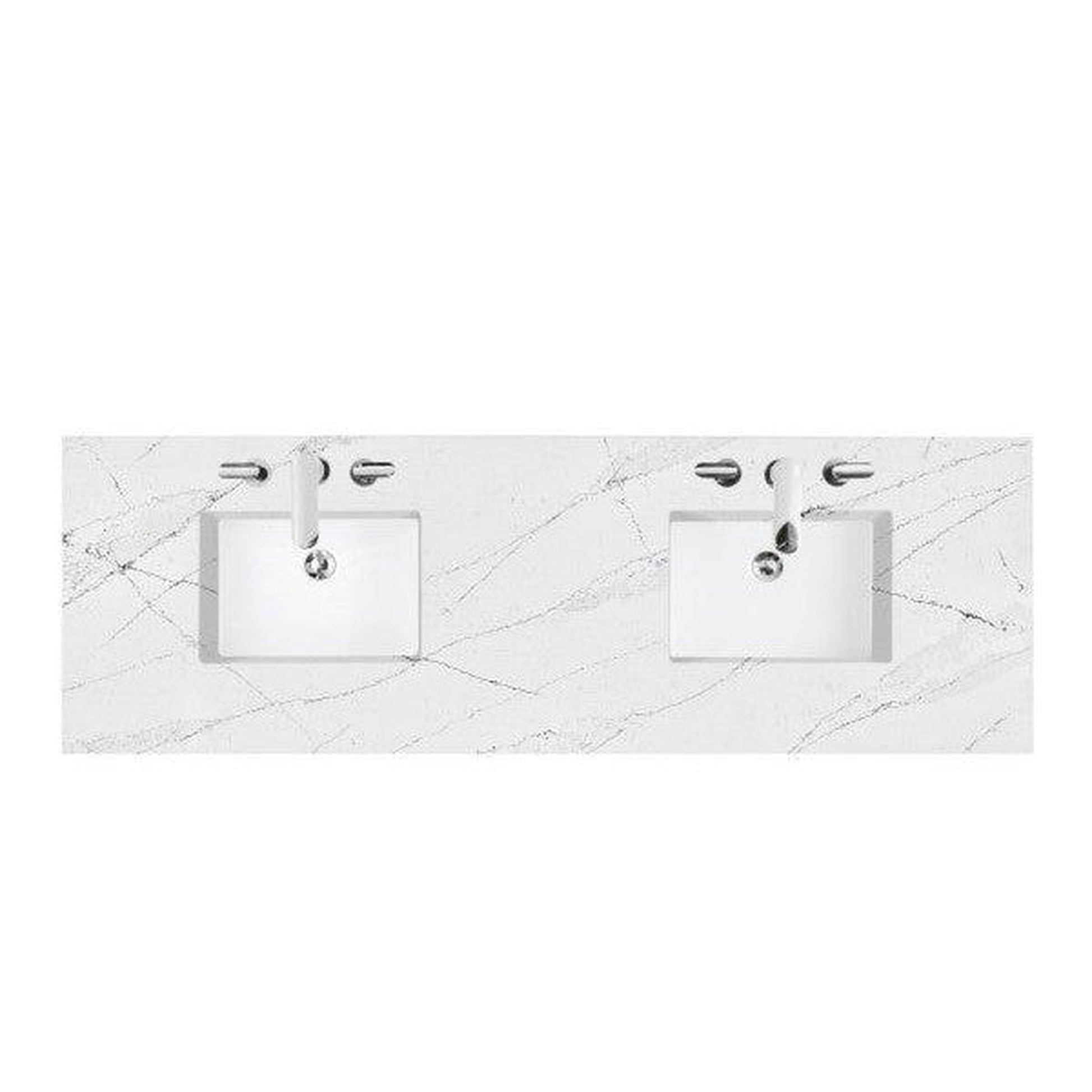 James Martin 72" x 24" Double Ethereal Noctis Quartz Bathroom Vanity Top With Rectangular Ceramic Sink
