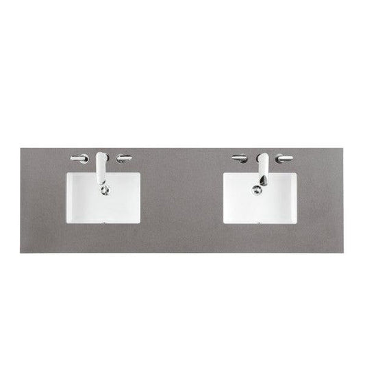 James Martin 72" x 24" Double Gray Expo Quartz Bathroom Vanity Top With Rectangular Ceramic Sink