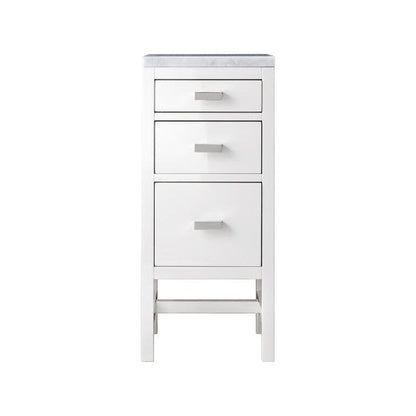 James Martin Addison 15" Glossy White Base Cabinet With 1" Carrara Marble Top