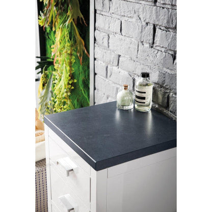 James Martin Addison 15" Glossy White Base Cabinet With 1" Charcoal Soapstone Quartz Top