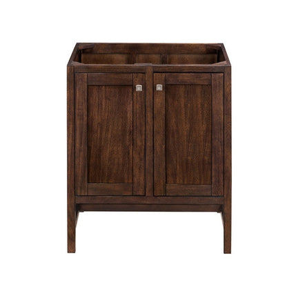 James Martin Addison 30" 2-Door Single Mid Century Acacia Bathroom Vanity With 1" Gray Expo Quartz Top and Rectangular Ceramic Sink