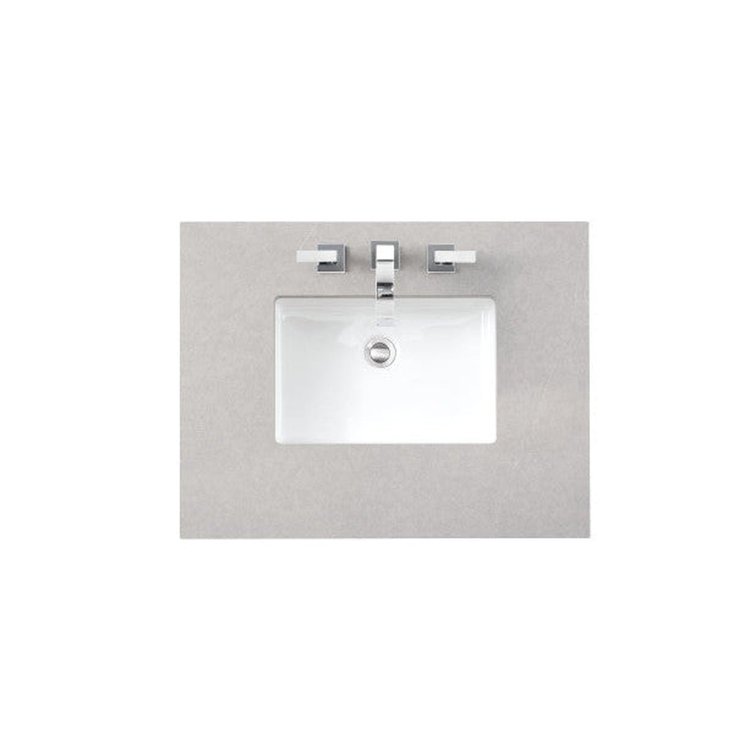 James Martin Addison 30" Single Glossy White Bathroom Vanity With 1" Eternal Serena Quartz Top and Rectangular Ceramic Sink