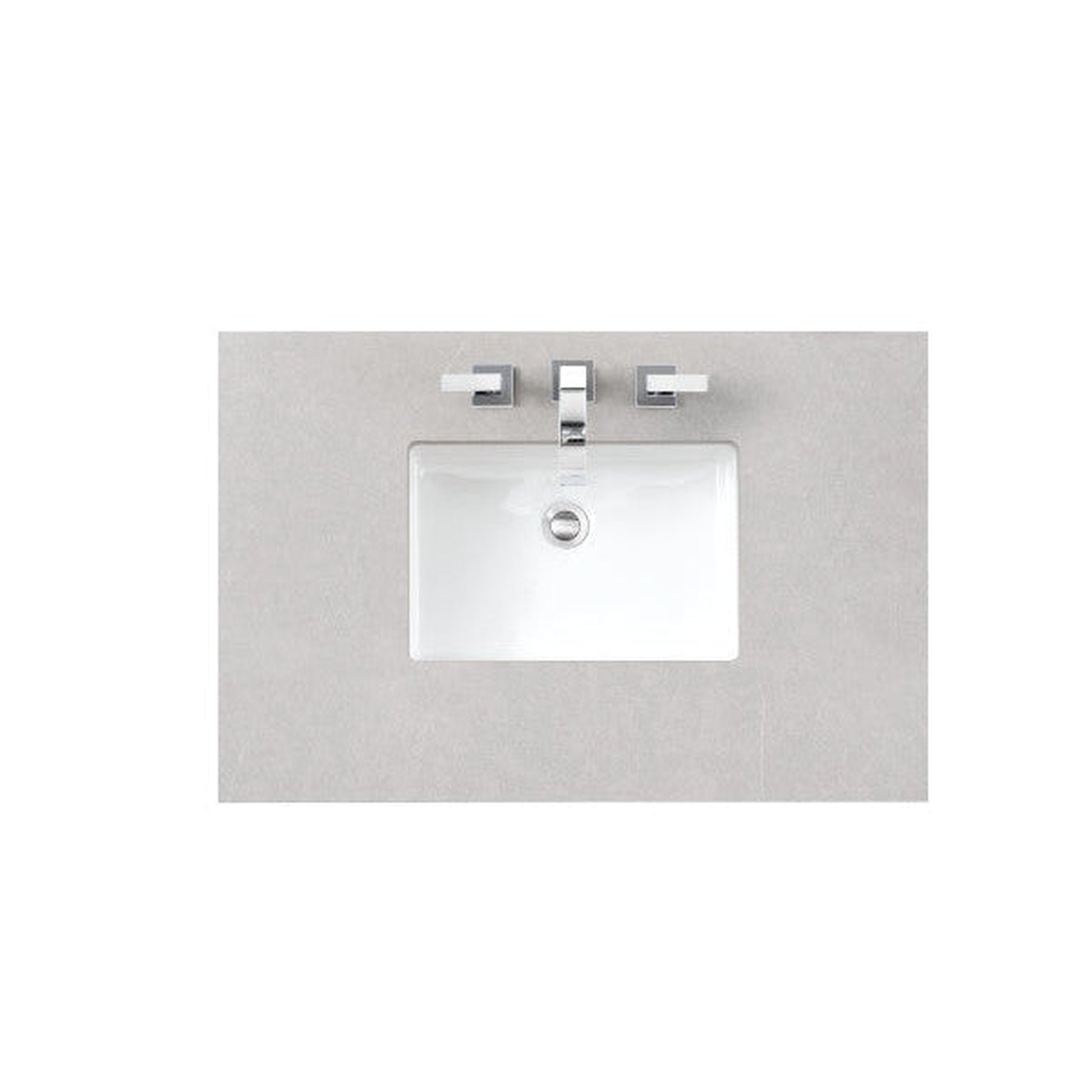 James Martin Addison 36" Single Glossy White Bathroom Vanity With 1" Eternal Serena Quartz Top and Rectangular Ceramic Sink