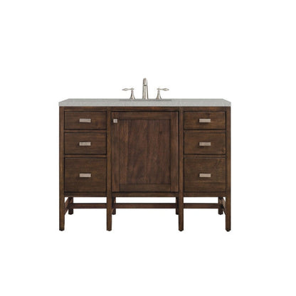 James Martin Addison 48" Single Mid Century Acacia Bathroom Vanity With 1" Eternal Serena Quartz Top and Rectangular Ceramic Sink