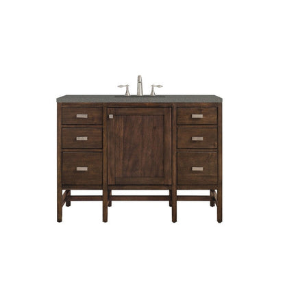 James Martin Addison 48" Single Mid Century Acacia Bathroom Vanity With 1" Gray Expo Quartz Top and Rectangular Ceramic Sink