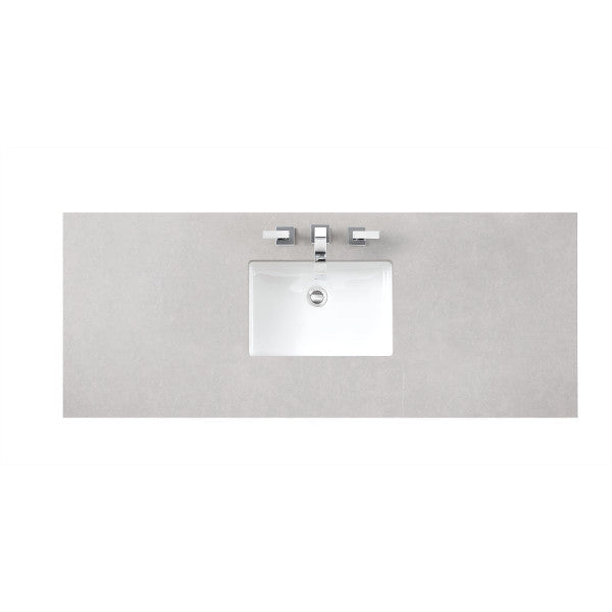 James Martin Addison 60" Single Glossy White Bathroom Vanity With 1" Eternal Serena Quartz Top and Rectangular Ceramic Sink