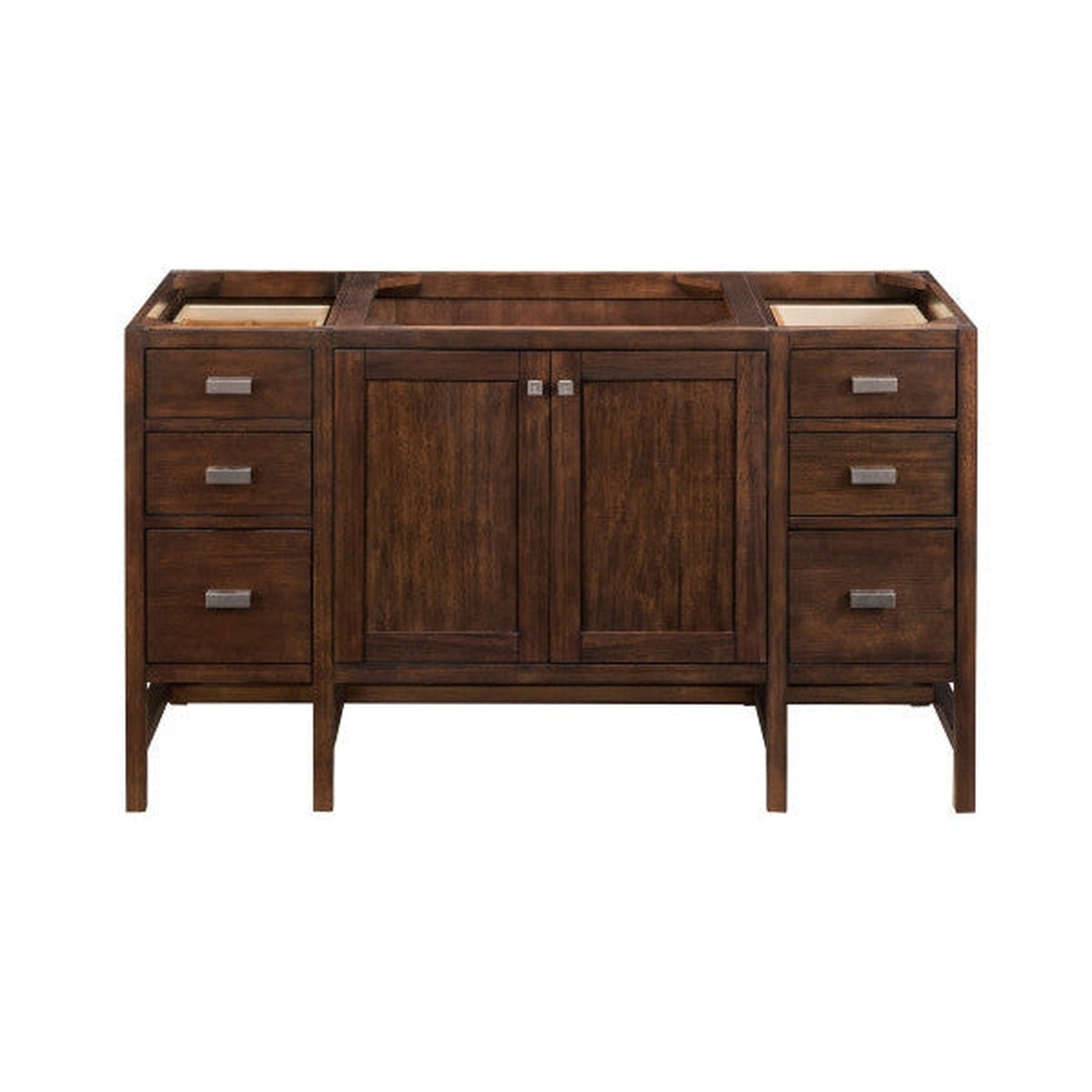 James Martin Addison 60" Single Mid Century Acacia Bathroom Vanity With 1" Eternal Jasmine Pearl Quartz Top and Rectangular Ceramic Sink