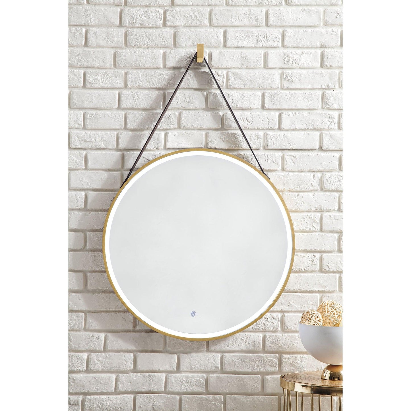 James Martin Annapolis 28" x 37" Brushed Gold Round Anti-Fogging LED Mirror