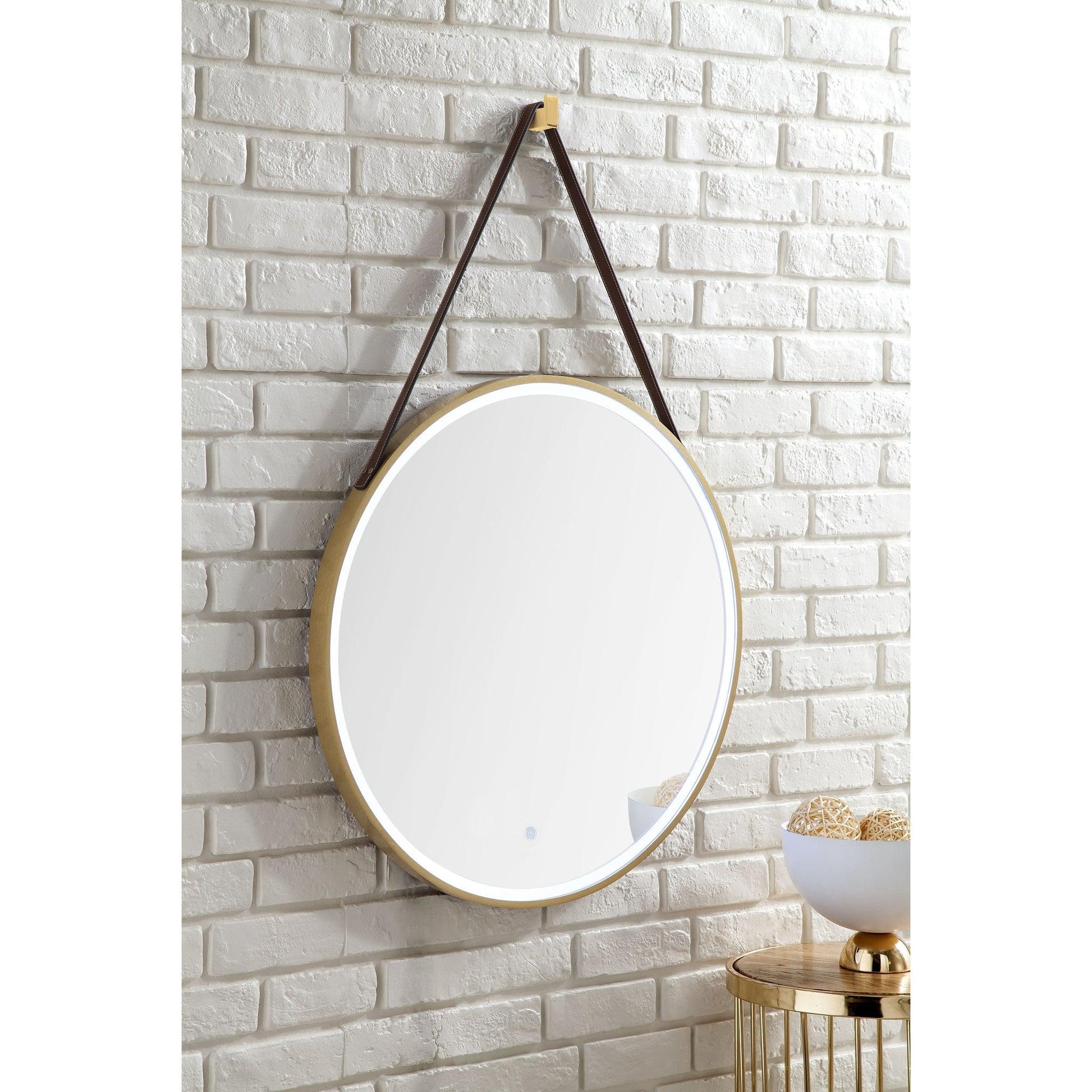 James Martin Annapolis 28" x 37" Brushed Gold Round Anti-Fogging LED Mirror