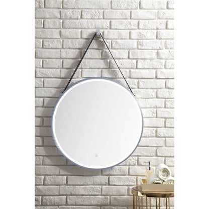 James Martin Annapolis 28" x 37" Brushed Nickel Round Anti-Fogging LED Mirror