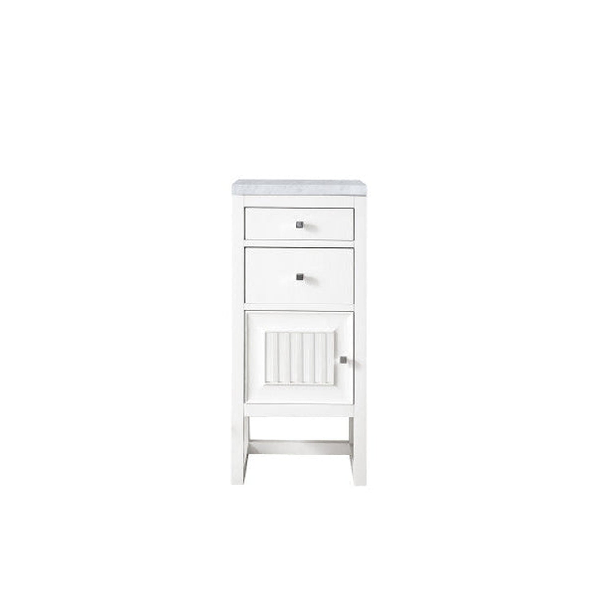 James Martin Athens 15" Left Side Opening Glossy White Side Cabinet With 1" Carrara Marble Top