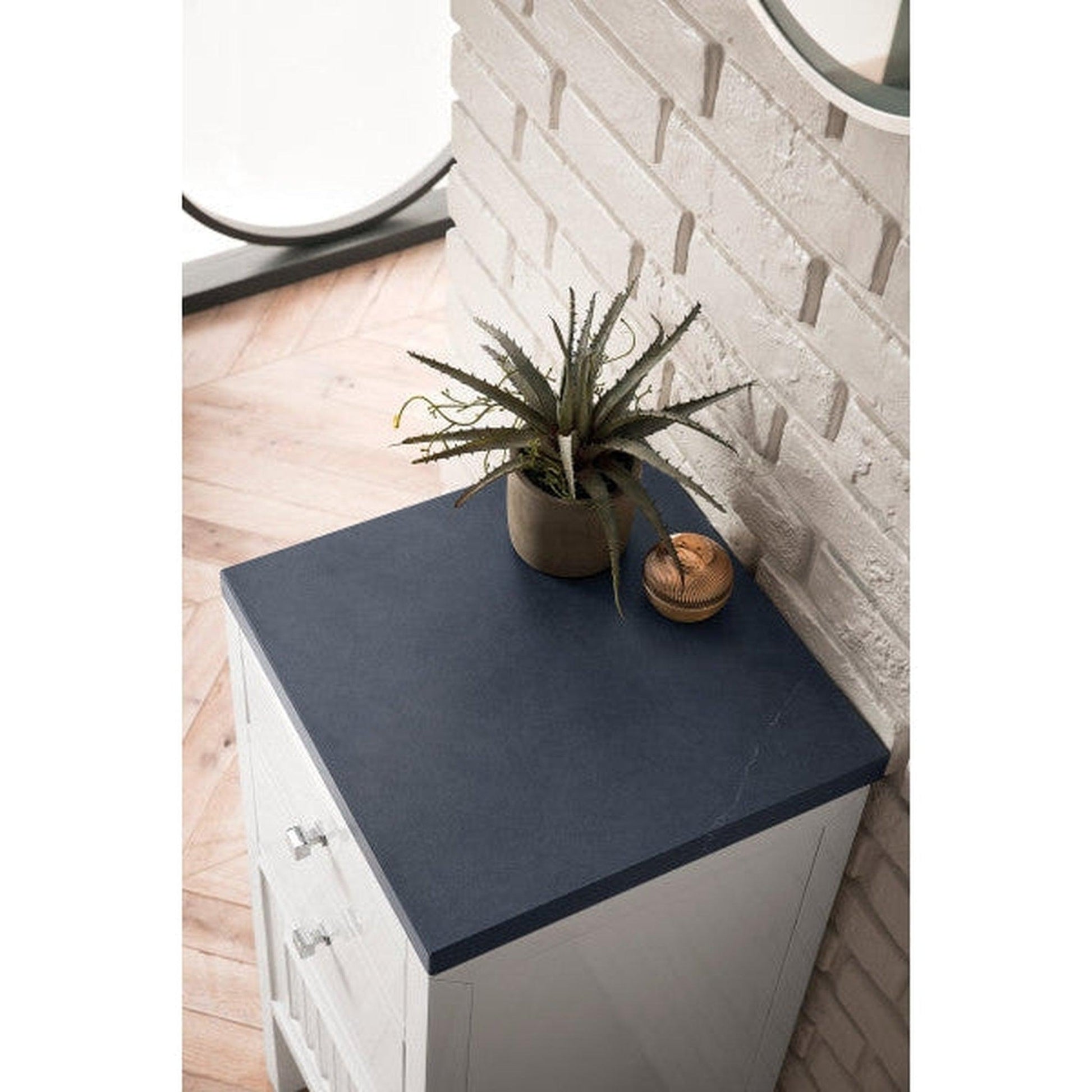 James Martin Athens 15" Left Side Opening Glossy White Side Cabinet With 1" Charcoal Soapstone Quartz Top