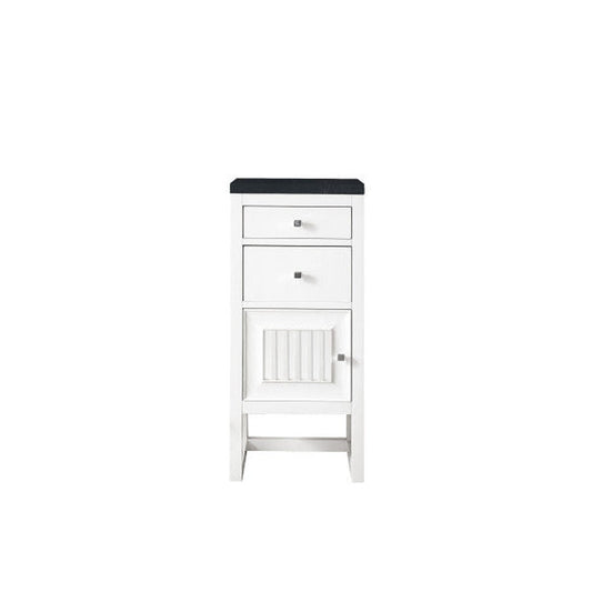 James Martin Athens 15" Left Side Opening Glossy White Side Cabinet With 1" Charcoal Soapstone Quartz Top