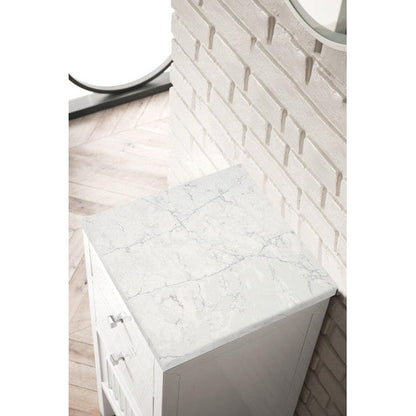 James Martin Athens 15" Left Side Opening Glossy White Side Cabinet With 1" Eternal Jasmine Pearl Quartz Top