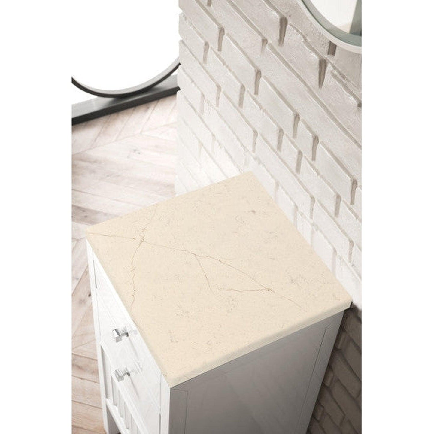 James Martin Athens 15" Left Side Opening Glossy White Side Cabinet With 1" Eternal Marfil Top